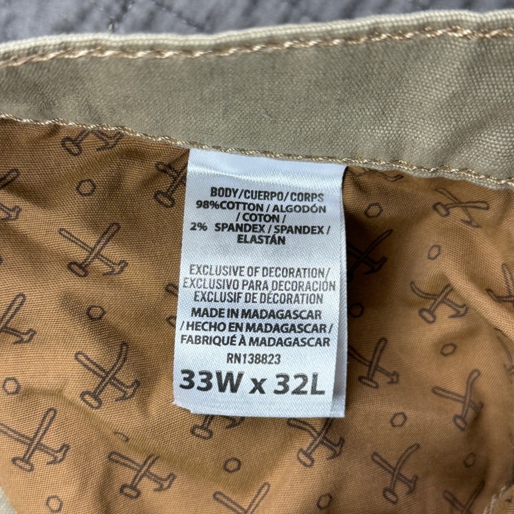 Hawx Work Utility Pants Men 33x32 (33x30) Tan Double Knee Relaxed Straight Leg - Picture 9 of 13